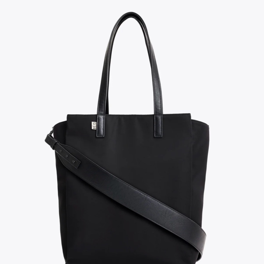 Black BÉIS Commuter Tote Bag with Adjustable Strap